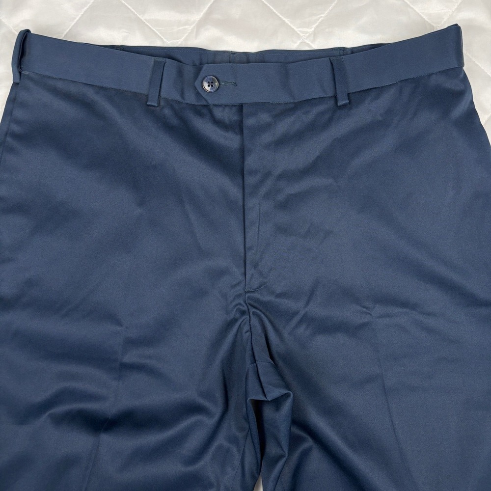 Perry Ellis Portfolio Dress Pants 36x32 Blue Flex Waist Flat‎ Front Stretch - Picture 4 of 11